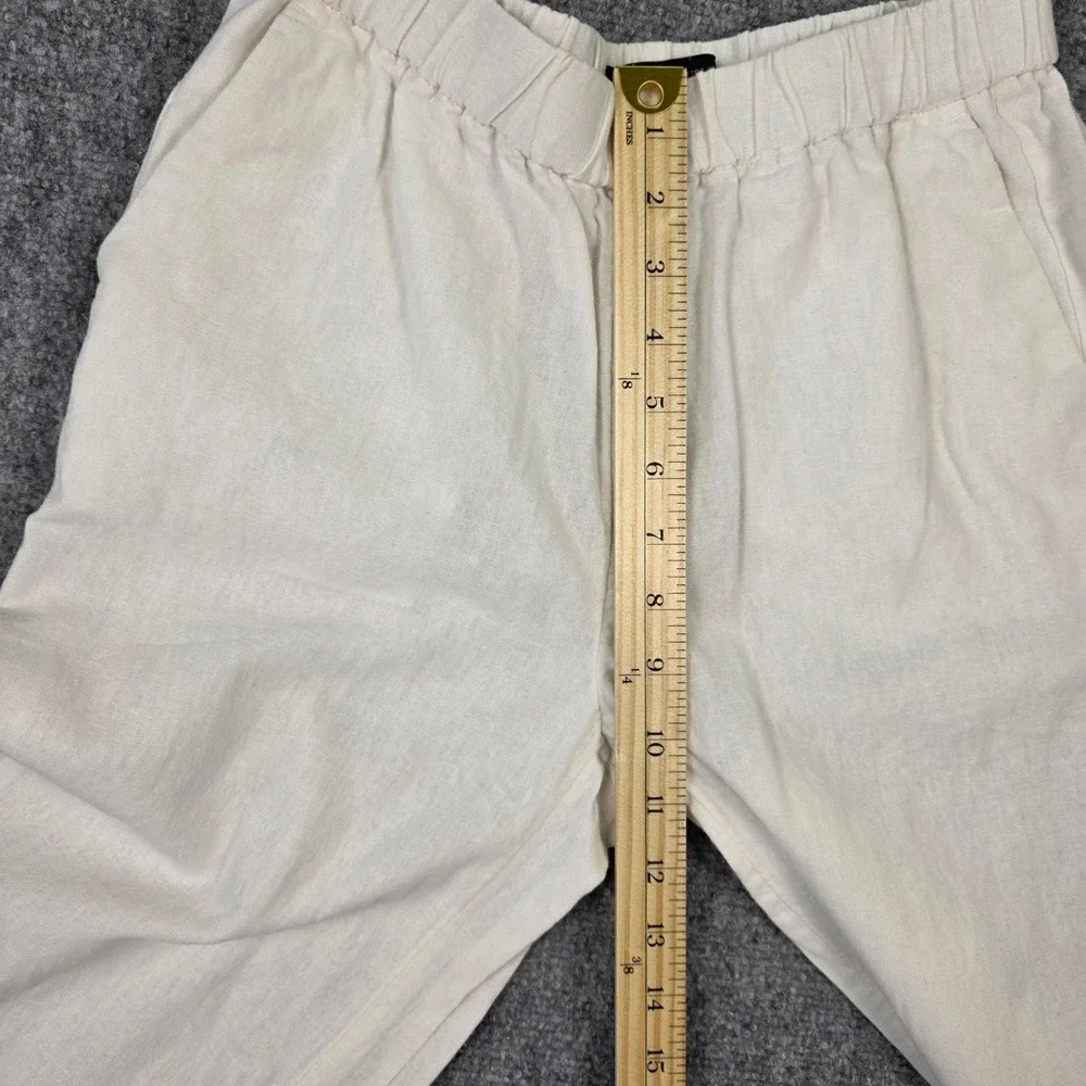 Banana Republic Linen Blend Pants Womens XS White‎ Straight Leg Elastic Waist
